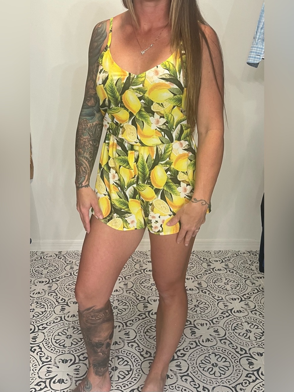 Show me your MuMu Lemon Print Summer Romper - Bright Yellow